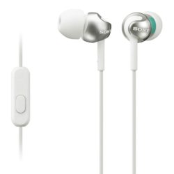 Sony In-Ear MDREX110APW Ex Series Headphones with Mic, Silicone Earbuds, 120 cm, White